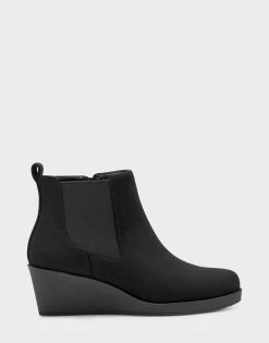Outlet ✔️ Aerosoles 👩 Women's Ankle Boot In Black Black Faux Suede 🔥