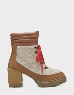 Promo 🛒 Aerosoles 👩 Women's Ankle Boot In Natural Natural Faux Shearling 🧨