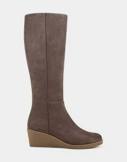 Outlet 🥰 Aerosoles 👩 Women's Tall Boot In Taupe Taupe Faux Suede 😀