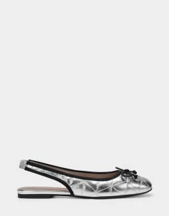 Discount 😉 Aerosoles 👩 Women's Ballet In Silver Silver Metallic Leather ✨