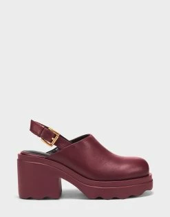 Discount 🛒 Aerosoles 👩 Women's Mule In Burgundy Bordeaux Leather 🤩